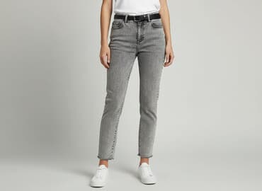 woskowane jeansy z wysokim stanem: Jeansy damskie, rozmiar M — 6