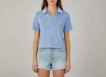 welurowa koszulka: Sinsay, Damska koszulka polo, rozmiar XS — 1