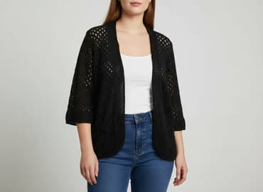 czarne luźne sukienki: Kardigan damski, rozmiar L — 7