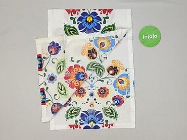 Dom i ogród: Lniana ściereczka kuchennа z kolorowym, ludowym wzorem kwiatowym - — 3