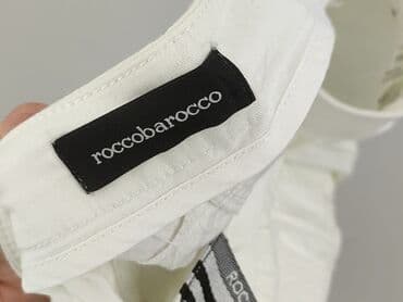 biale szerokie jeansy: Roccobarocco, Spodnie materiałowe damskie, rozmiar M — 4