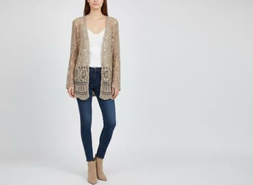 kamizelka bezowa mohito: Max&Co, Kardigan damski, rozmiar L — 7