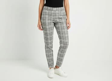 new yorker spodnie w krate: Material trousers for women, size S — 1