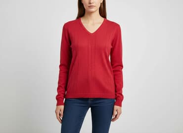 sweter z dekoltem v: Sweter damski, rozmiar M — 5