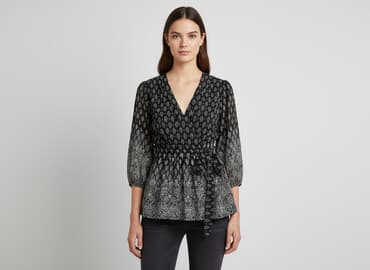 czarne bluzki dekolt v: Bluzka damska, rozmiar M — 6