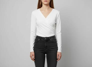 biala bluzka z dlugim rekawem: Bluzka damska, rozmiar M — 8