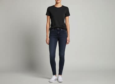 czarne t shirty damskie w serek: T-shirt damski, rozmiar XS — 6