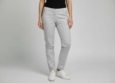 szare szerokie jeansy: Spodnie materiałowe damskie, rozmiar M — 6