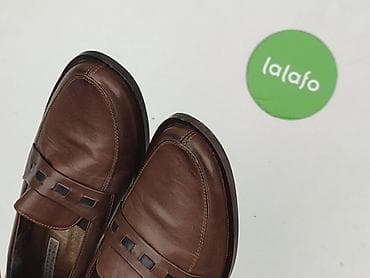 adidasy do ta: Skórzane mokasyny damskie – brązowe - Model: klasyczne — 8