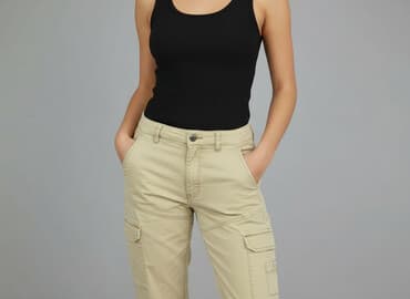 spodnie materialowe pull and bear: PULL&BEAR, Spodnie cargo damskie, rozmiar S — 6