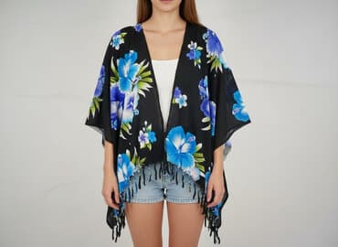 ubrania w stylu hawajskim: Ponczo damskie, rozmiar One size — 1