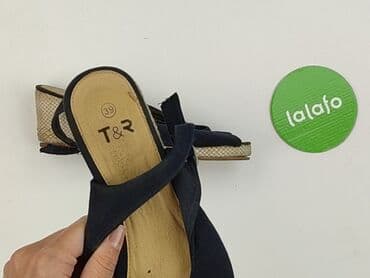 sukienka i sandały na koturnie: Sandały damskie, rozmiar 39 — 5