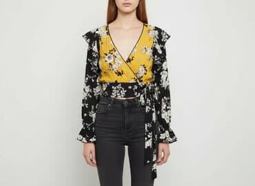 sukienka z bufiastymi rękawami asos: Oasis, Bluzka damska, M — 7