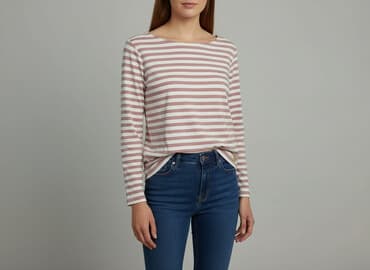 bluzki w paski rękaw 3 4: Bluzka damska, rozmiar S — 1