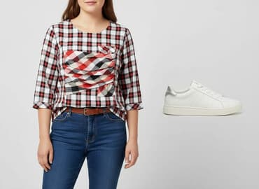 bluzki w kratkę czerwona: Salko, Women's blouse, size XL — 1