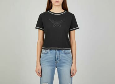 bluzy z cyrkoniami: T-shirt damski, rozmiar S — 1