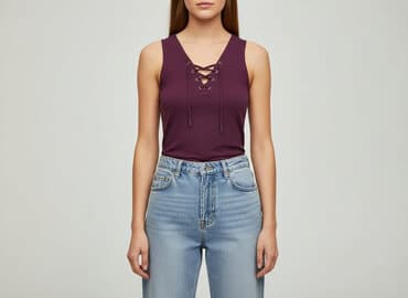 bluzki z długim rękawem dekolt w serek: Sinsay, Top damski, rozmiar S — 6