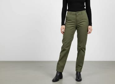 oliwkowe buty: Spodnie materiałowe damskie, rozmiar S — 5