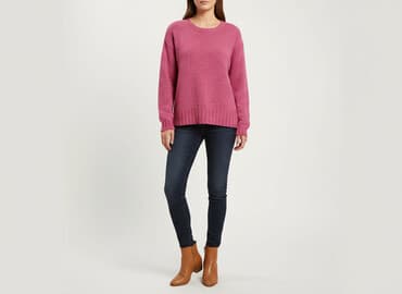 sweter piórkowy na drutach: Sweter damski, rozmiar M — 5