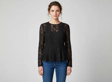 czarna bluzka koronkowa zara: Bluzka damska, rozmiar S — 7
