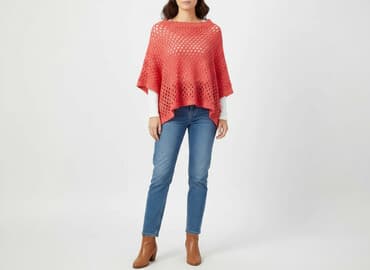 ubrania na szydełku krok po kroku: Ponczo damskie, rozmiar S — 1