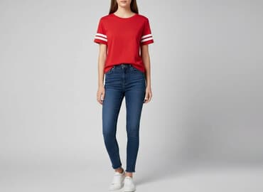 t shirt w czerwone paski: FB Sister, Футболка жіноча, розмір XS — 1