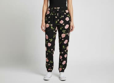 spodnie cyfrowa flora: Spodnie materiałowe damskie, rozmiar S — 5