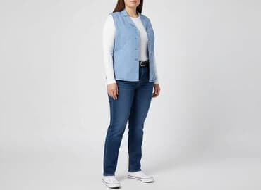 kamizelka jeansowa damska długa: Kamizelka damska, rozmiar XL — 6