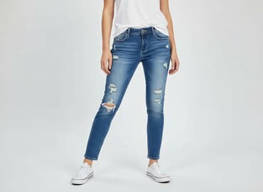 patchworkowe jeansy: Jeans for women, size M — 1