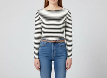 biała bluzka w czarne paski: Esmara, Women's blouse, size XS — 1