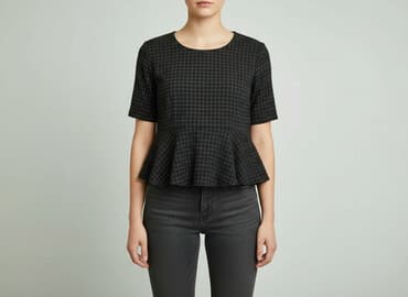 bluzka z baskinką biała: Women's blouse, size M — 1