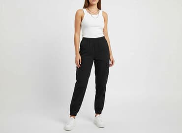 białe cargo bershka: Bershka, Spodnie cargo damskie, rozmiar M — 6