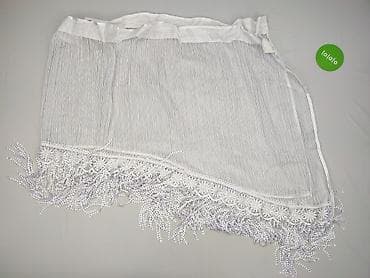 obrus: Biała firanka panelowa z ozdobną koronką i frędzlami z koralików - — 2