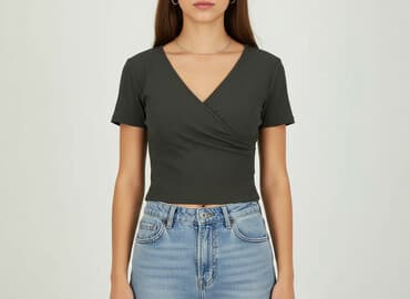 czarne prążkowane bluzki: Sinsay, Top damski, rozmiar L — 1