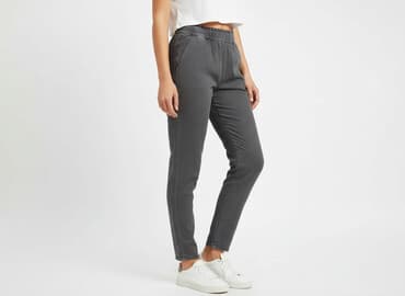 szare szerokie jeansy: Bik Bok, Spodnie materiałowe damskie, rozmiar S — 6