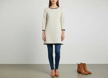 ecru sukienka damska: Tunika damska, rozmiar S — 1