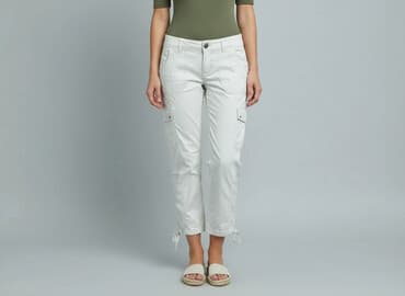 białe koturny sandały ccc: CAMAIEU, Spodnie 3/4 damskie, rozmiar L — 7