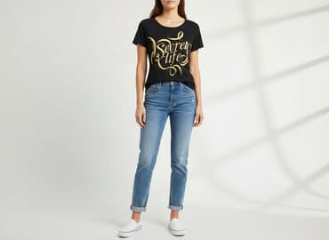 t shirty czarne damskie: Reserved, T-shirt damski, rozmiar M — 7