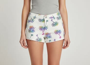 biale szerokie jeansy: Tak, Szorty damskie, rozmiar L — 7