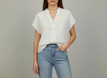 białe luźna bluzki: Moodo, Bluzka damska, rozmiar L — 7