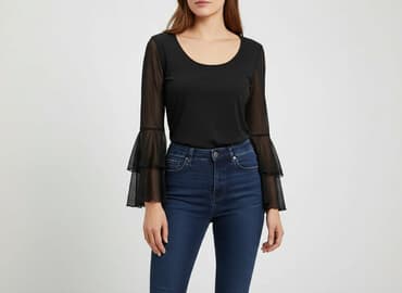 czarne bluzki z chokerem: Melrose, Women's blouse, S — 6