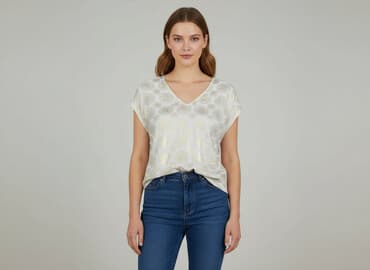 białe bluzki ze zlotym nadrukiem: Reserved, Bluzka damska, rozmiar XL — 6