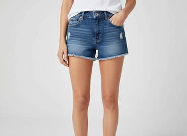 hm krótkie spodenki dzins low waist: H&M, Szorty damskie, rozmiar S — 7