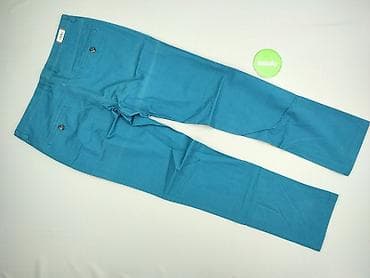 koszula len: Męskie spodnie materiałowe w kolorze morskim/turkusowym. - Krój — 3