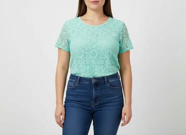 czarne bluzki z koronką plus size: Жіноча блуза, розмір XL — 1