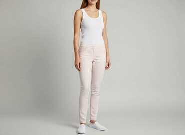 jaka bluzka do różowych spodni: Material trousers for women, size XS — 1