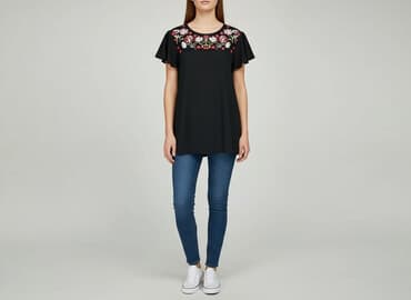 czarne bluzki z haftem: F&F, Bluzka damska, rozmiar S — 6