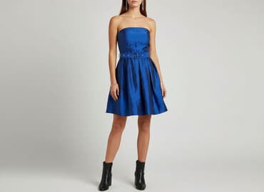 sukienki wieczorowe krótkie niebieskie: Sukienka damska, rozmiar S — 1