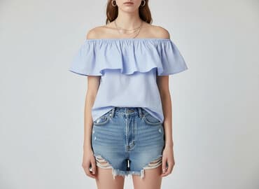 błękitna sukienka wieczorowa: Bluzka damska, rozmiar S — 5