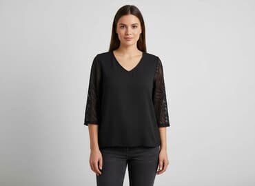 czarne bluzki rekaw 3 4: Bluzka damska, rozmiar L — 6